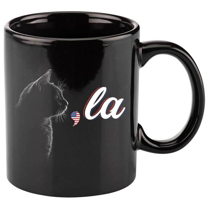 Comma La Patriot Cat Lover For Harris Walz 2024 Cool Gift 11oz C Handle Ceramic Mug
