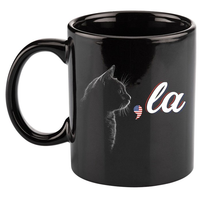 Comma La Patriot Cat Lover For Harris Walz 2024 Cool Gift 11oz C Handle Ceramic Mug