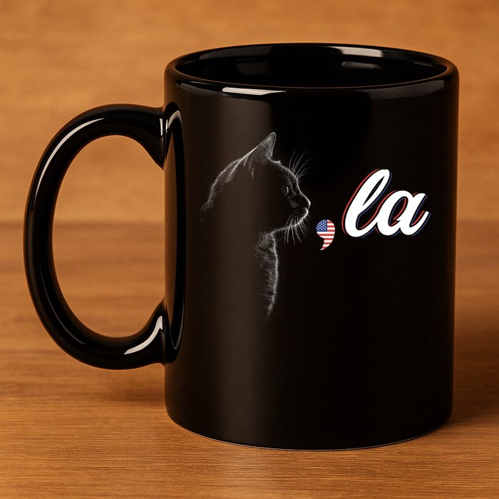 Comma La Patriot Cat Lover For Harris Walz 2024 Cool Gift 11oz C Handle Ceramic Mug