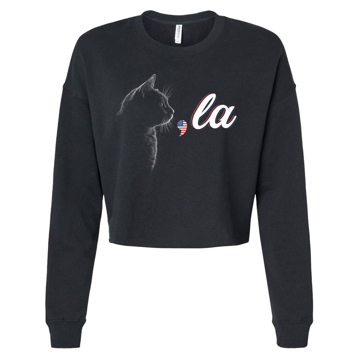 Comma La Patriot Cat Lover For Harris Walz 2024 Cool Gift Cropped Pullover Crew