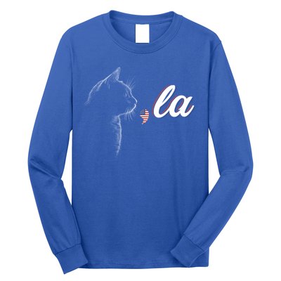 Comma La Patriot Cat Lover For Harris Walz 2024 Cool Gift Long Sleeve Shirt