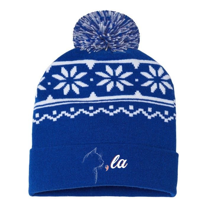 Comma La Patriot Cat Lover For Harris Walz 2024 Cool Gift USA-Made Snowflake Beanie