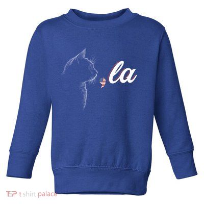 Comma La Patriot Cat Lover For Harris Walz 2024 Cool Gift Toddler Sweatshirt