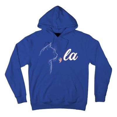 Comma La Patriot Cat Lover For Harris Walz 2024 Cool Gift Tall Hoodie