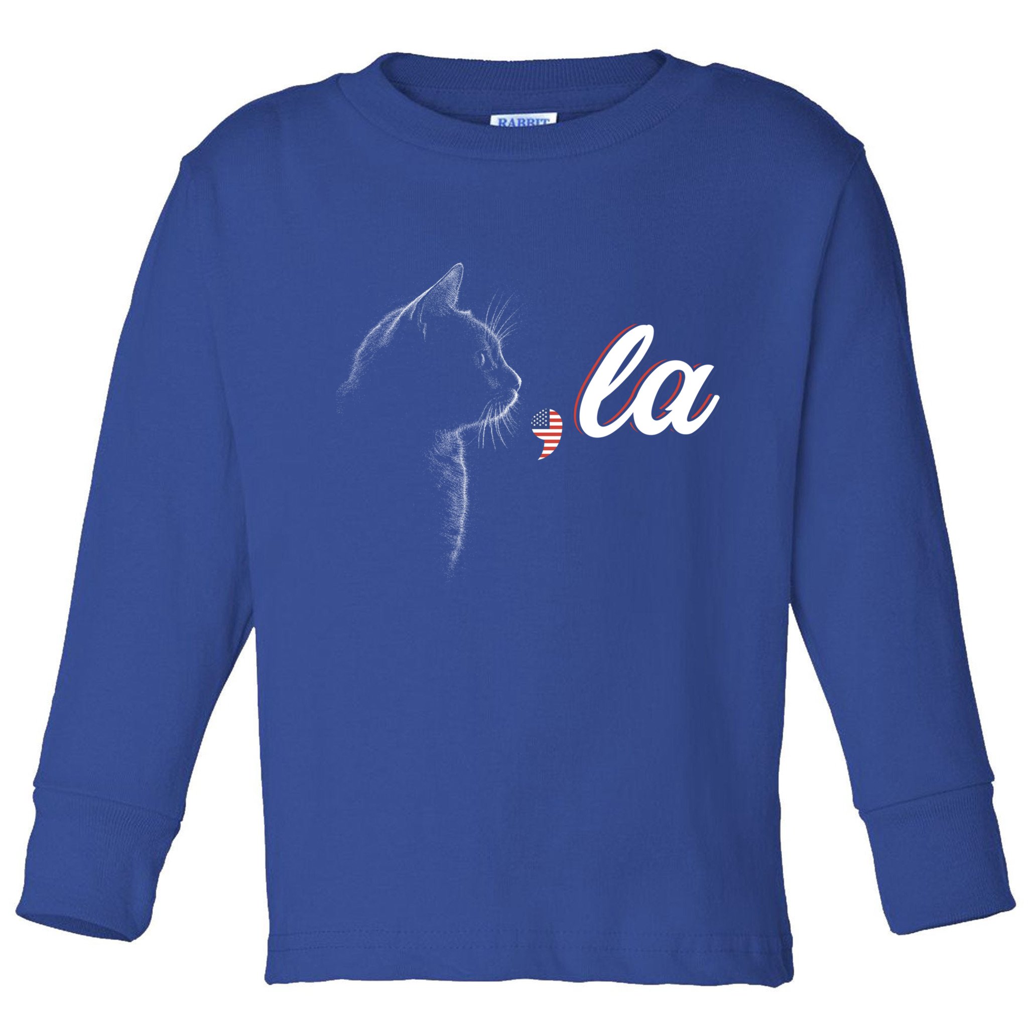 Comma La Patriot Cat Lover For Harris Walz 2024 Cool Gift Toddler Long Sleeve Shirt