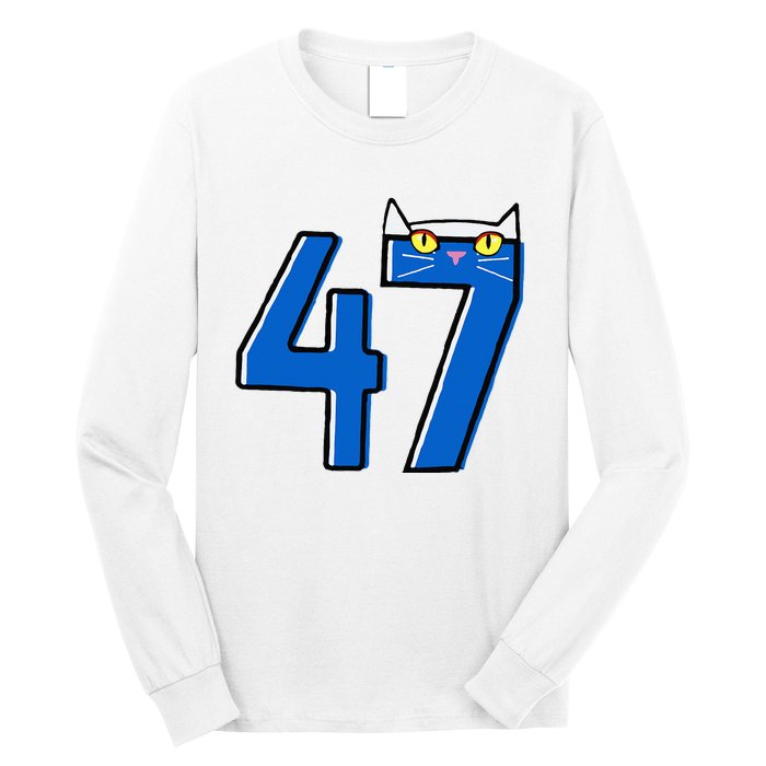 Cat Lettering Positive Funny Cat 47 Kalama Harris 2024 Long Sleeve Shirt