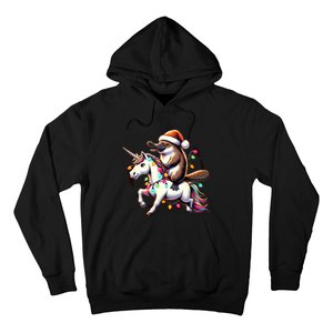 Christmas Lights Platypus Riding Unicorn Hoodie