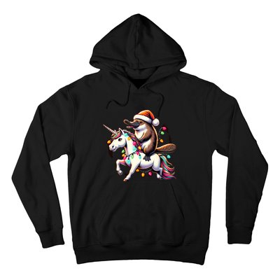 Christmas Lights Platypus Riding Unicorn Hoodie