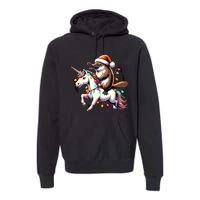 Christmas Lights Platypus Riding Unicorn Premium Hoodie