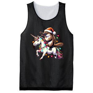 Christmas Lights Platypus Riding Unicorn Mesh Reversible Basketball Jersey Tank