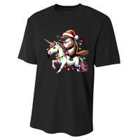 Christmas Lights Platypus Riding Unicorn Performance Sprint T-Shirt