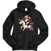 Christmas Lights Platypus Riding Unicorn Tie Dye Hoodie