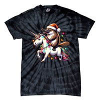 Christmas Lights Platypus Riding Unicorn Tie-Dye T-Shirt