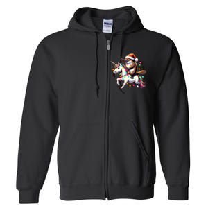 Christmas Lights Platypus Riding Unicorn Full Zip Hoodie