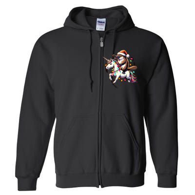 Christmas Lights Platypus Riding Unicorn Full Zip Hoodie