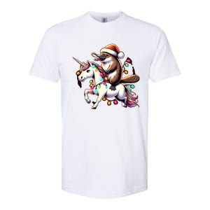 Christmas Lights Platypus Riding Unicorn Softstyle CVC T-Shirt