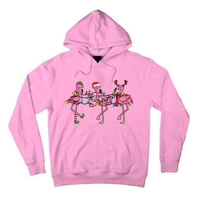 Christmas Lights Pink Flamingo Santa Hat Holiday Xmas Hoodie