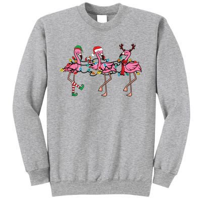 Christmas Lights Pink Flamingo Santa Hat Holiday Xmas Sweatshirt