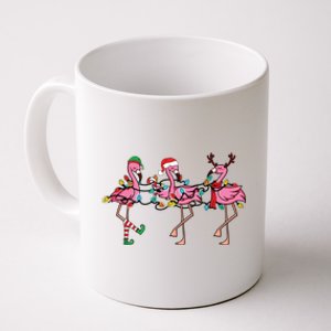 Christmas Lights Pink Flamingo Santa Hat Holiday Xmas Coffee Mug