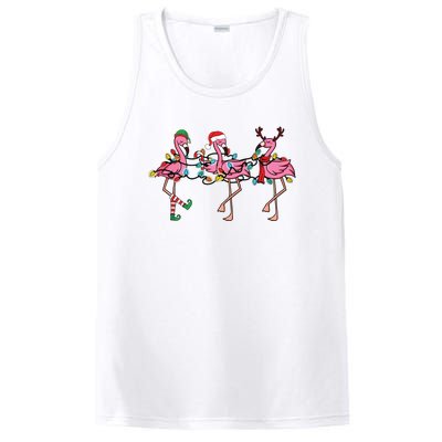 Christmas Lights Pink Flamingo Santa Hat Holiday Xmas PosiCharge Competitor Tank