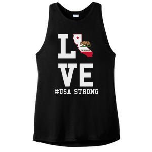 California Love Proud State Lover Usa Graphic Design Ladies PosiCharge Tri-Blend Wicking Tank