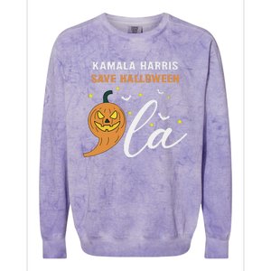 Comma + La Pumpkin Kamala Harris Save Halloween 2024 Colorblast Crewneck Sweatshirt