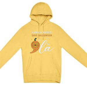 Comma + La Pumpkin Kamala Harris Save Halloween 2024 Premium Pullover Hoodie