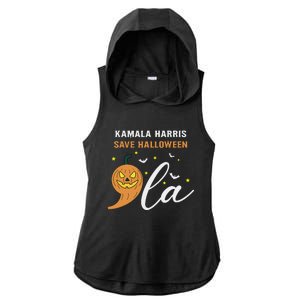 Comma + La Pumpkin Kamala Harris Save Halloween 2024 Ladies PosiCharge Tri-Blend Wicking Draft Hoodie Tank