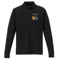 Comma + La Pumpkin Kamala Harris Save Halloween 2024 Performance Long Sleeve Polo