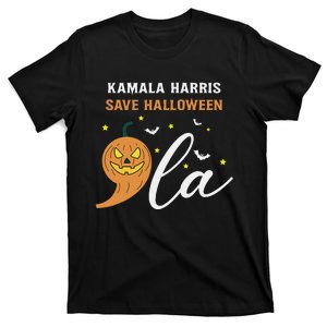 Comma + La Pumpkin Kamala Harris Save Halloween 2024 T-Shirt