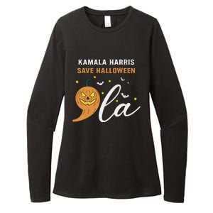 Comma + La Pumpkin Kamala Harris Save Halloween 2024 Womens CVC Long Sleeve Shirt