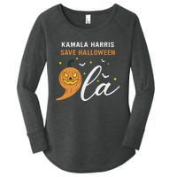 Comma + La Pumpkin Kamala Harris Save Halloween 2024 Women's Perfect Tri Tunic Long Sleeve Shirt