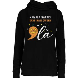 Comma + La Pumpkin Kamala Harris Save Halloween 2024 Womens Funnel Neck Pullover Hood