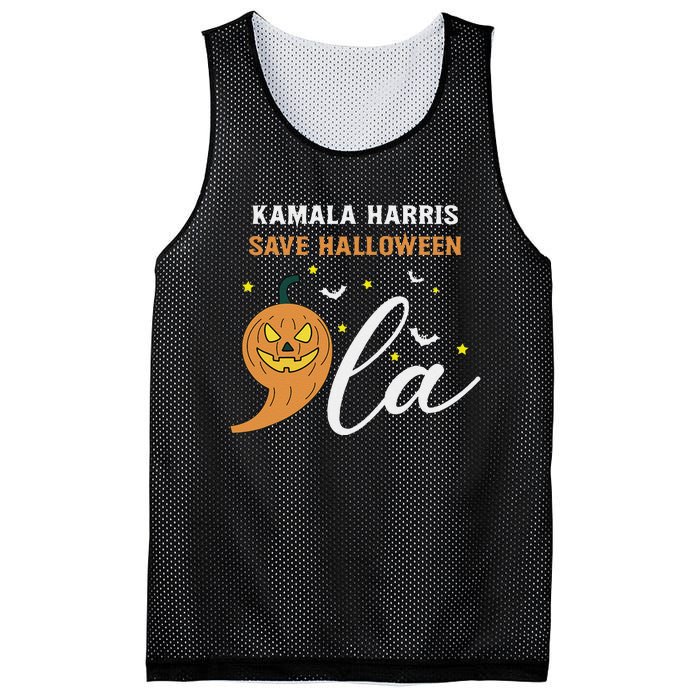 Comma + La Pumpkin Kamala Harris Save Halloween 2024 Mesh Reversible Basketball Jersey Tank