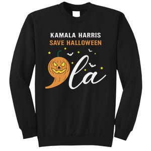 Comma + La Pumpkin Kamala Harris Save Halloween 2024 Tall Sweatshirt