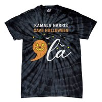 Comma + La Pumpkin Kamala Harris Save Halloween 2024 Tie-Dye T-Shirt