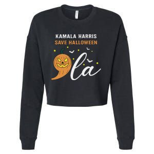 Comma + La Pumpkin Kamala Harris Save Halloween 2024 Cropped Pullover Crew