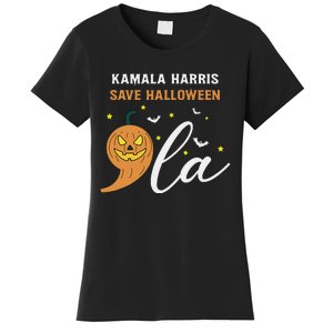 Comma + La Pumpkin Kamala Harris Save Halloween 2024 Women's T-Shirt