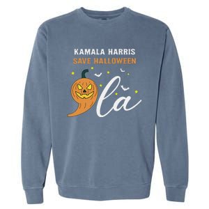 Comma + La Pumpkin Kamala Harris Save Halloween 2024 Garment-Dyed Sweatshirt