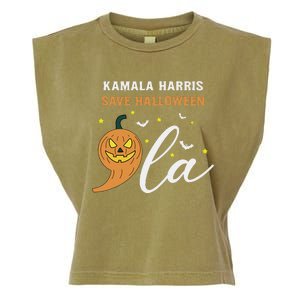 Comma + La Pumpkin Kamala Harris Save Halloween 2024 Garment-Dyed Women's Muscle Tee