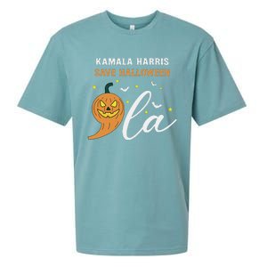 Comma + La Pumpkin Kamala Harris Save Halloween 2024 Sueded Cloud Jersey T-Shirt