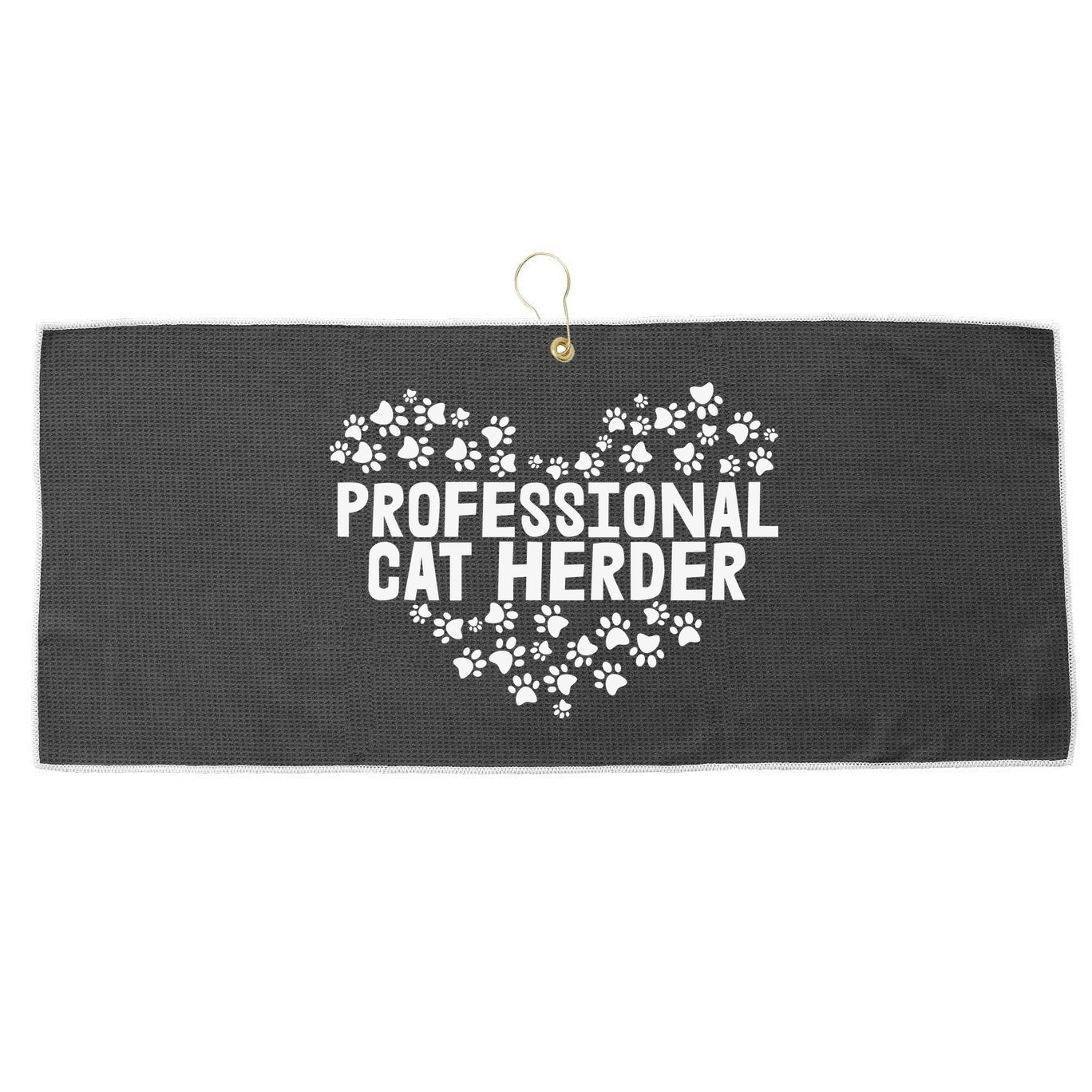 Cat Lover Professional Cat Herder Cat Day Large Microfiber Waffle Golf Towel