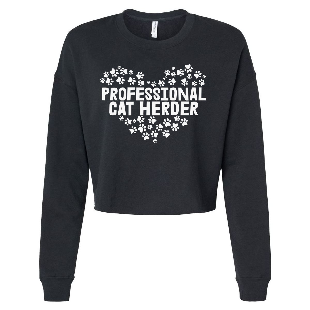 Cat Lover Professional Cat Herder Cat Day Cropped Pullover Crew