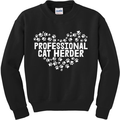 Cat Lover Professional Cat Herder Cat Day Kids Sweatshirt