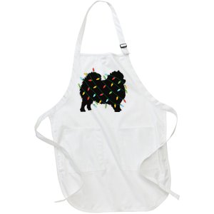 Christmas Lights Pomeranian Cute Gift for Dog Lovers Full-Length Apron With Pockets