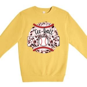 Cute Leopard Print Tee Ball Mom Premium Crewneck Sweatshirt