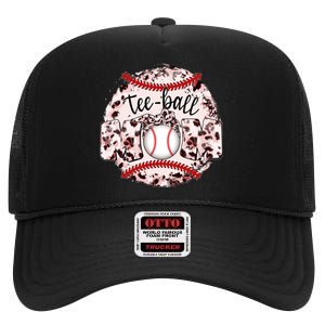 Cute Leopard Print Tee Ball Mom High Crown Mesh Back Trucker Hat