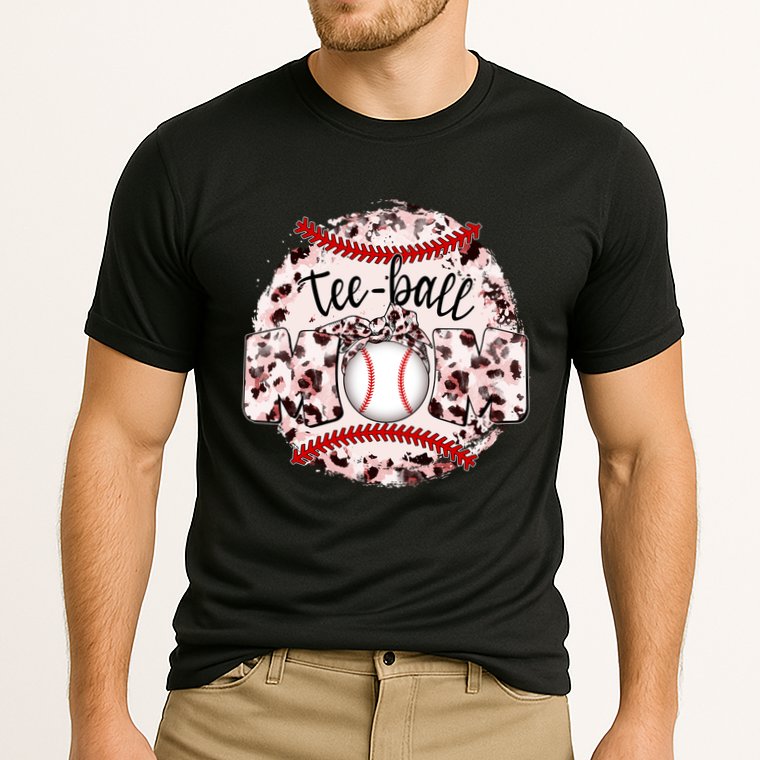 Cute Leopard Print Tee Ball Mom Performance Shirt