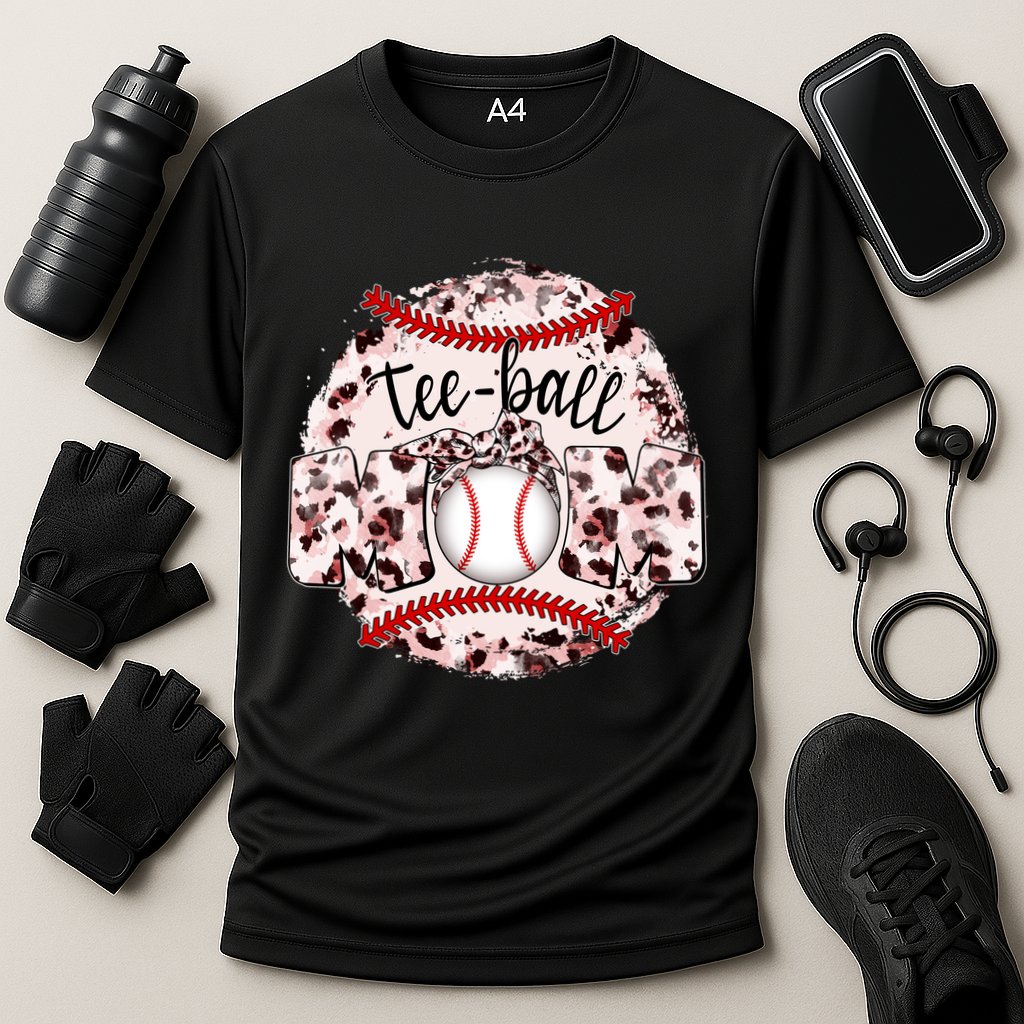 Cute Leopard Print Tee Ball Mom Performance Shirt