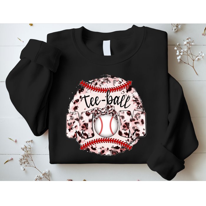 Cute Leopard Print Tee Ball Mom Sweatshirt